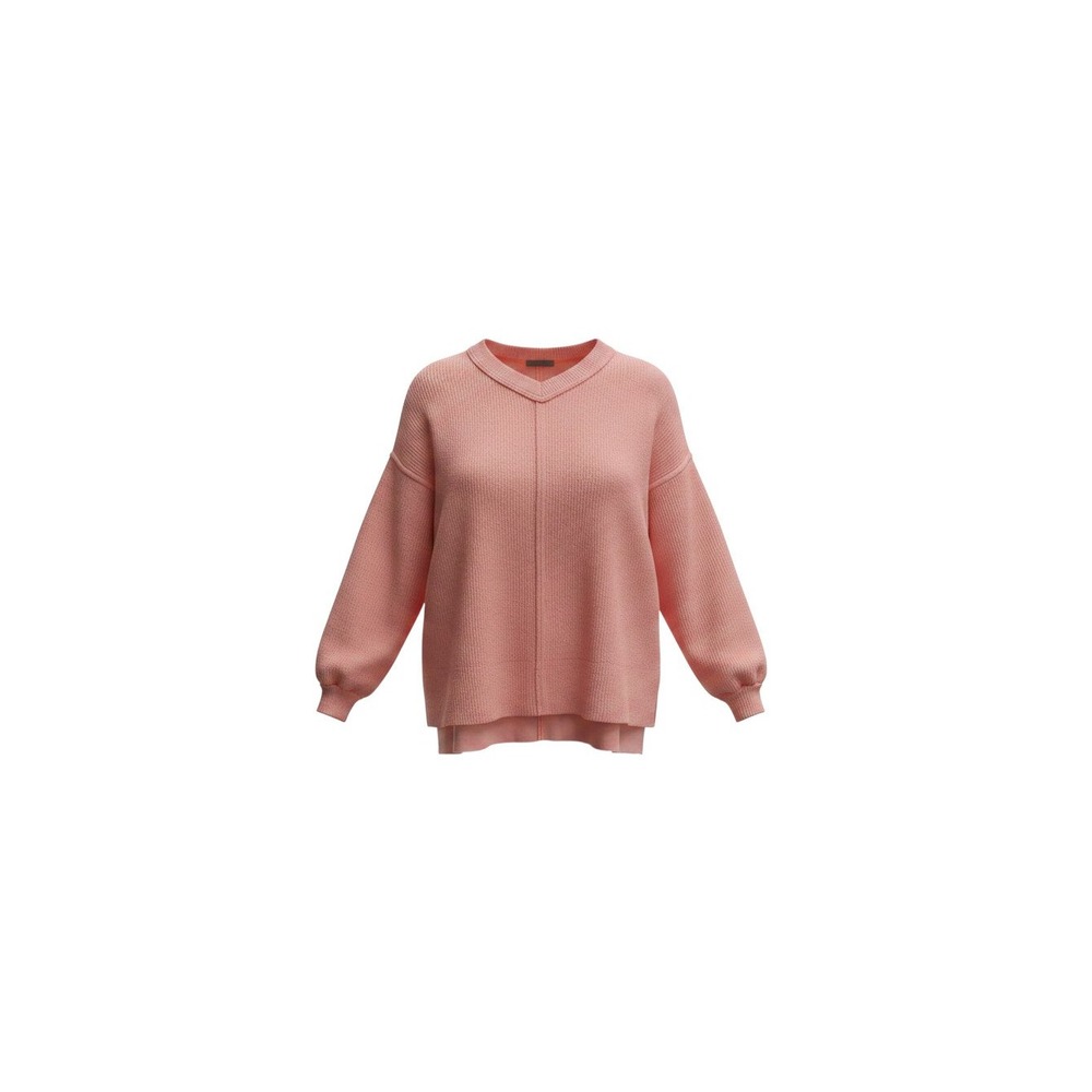 Aerie Sweater Womens Medium Pink V-Neck Waffle Knit High-Low Hem